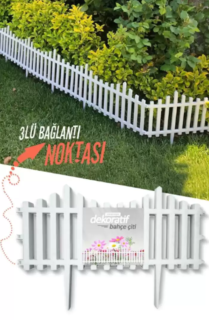 Dekoratif Bahçe Çiti Plastik Beyaz Çit 59 Cm Tek Peyzaj Çiti - store.datakale.com